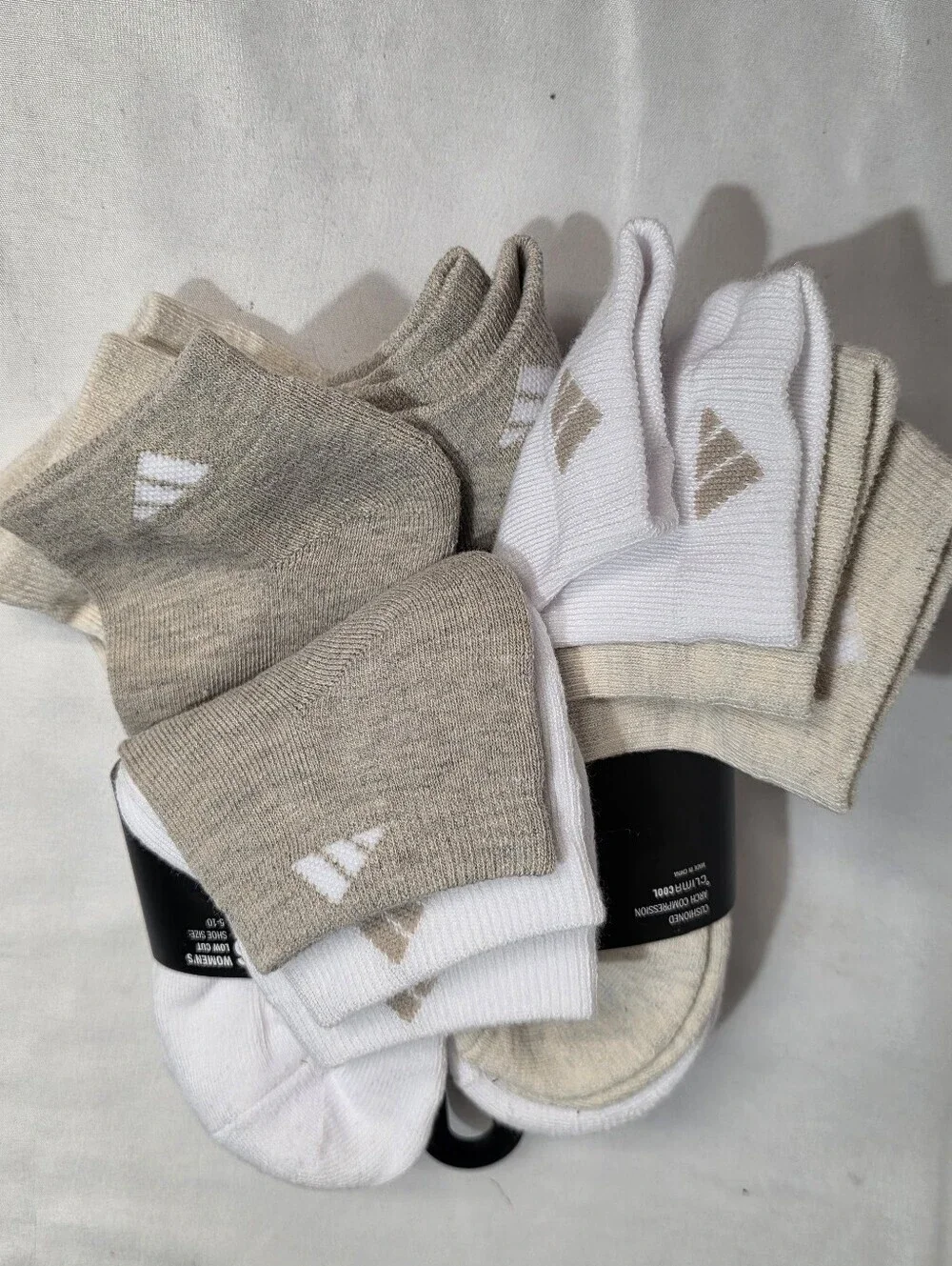 adidas Athletic Cushioned 6-Pack Low-Cut Athletic Socks Womens Size 5-10